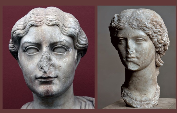Изувеченные статуи женщин Древнего Рима.