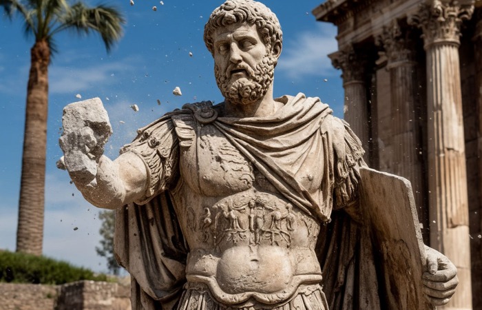 После приговора проклятия памяти статуям сбивали часть лица. 