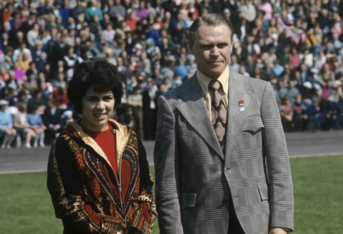 Ирина Роднина со своим тренером, Станиславом.