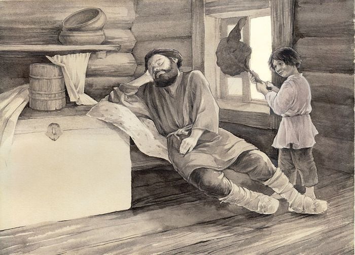 В конце 19 века кровати в крестьянских домах были редкостью.