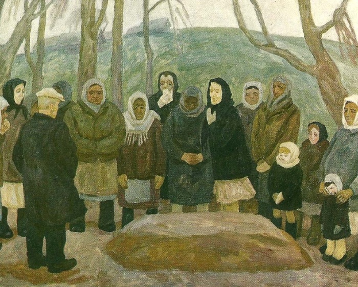 Во время похорон бабки руководили процессом оплакивания.