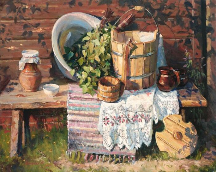 Банную утварь  приносить домой не рекомендовалось.