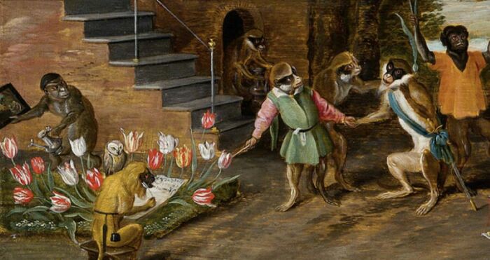 Сатирическая картина Яна Брейгеля Младшего, высмеивающая тюльпаноманию. / www.allthatsinteresting.com Сатирическая картина Яна Брейгеля Младшего, высмеивающая тюльпаноманию. / www.allthatsinteresting.com