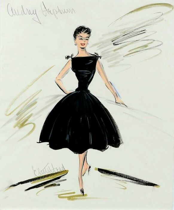 Эскиз платья для фильма "Сабрина", созданный Эдит Хэд