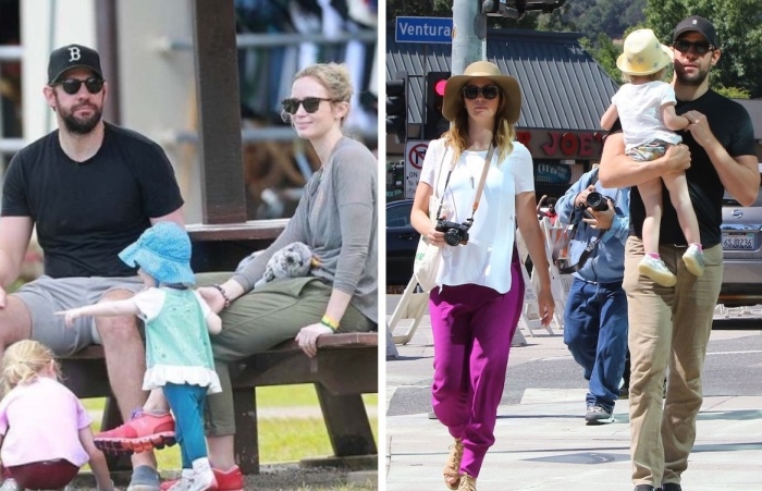 Джон Красински и Эмили Блант с детьми Джон Красински и Эмили Блант с детьми