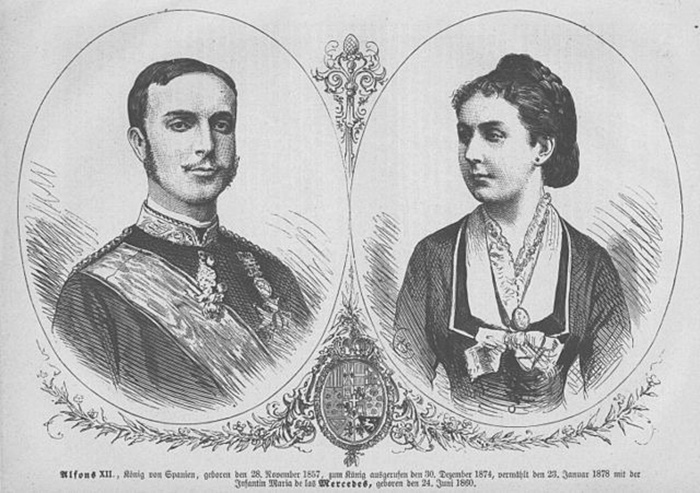 Портреты Альфонсо и его жены в страсбургской газете, 1878 год.