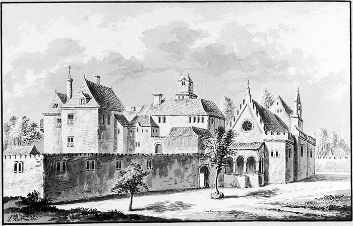 Аббатство Лоосдуйнен глазами художника Авраама Радемакера, 1725 год.