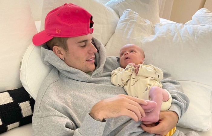 Джастин Бибер с сыном.