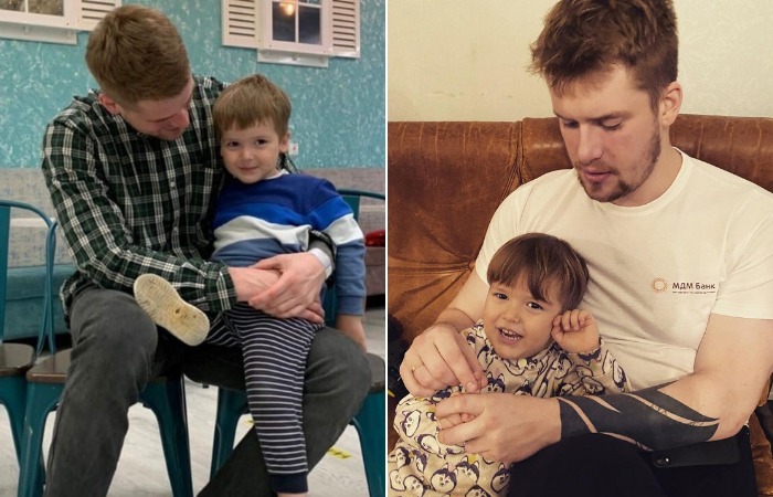 Макар Касаткин с сыном.