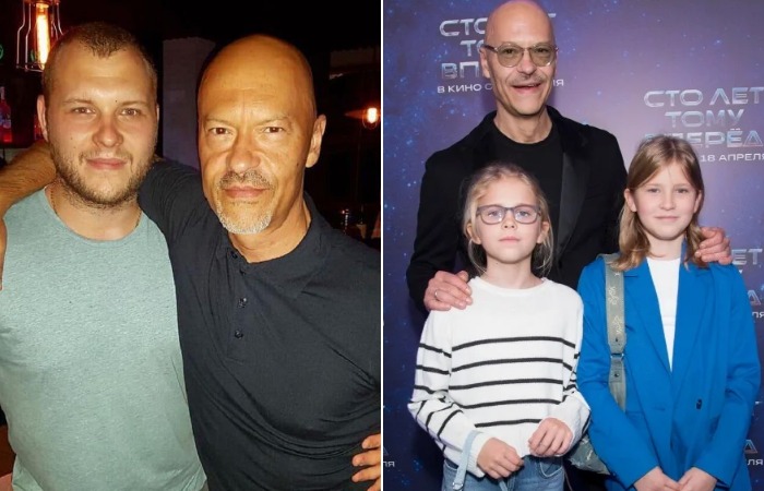 Федор Бондарчук с сыном Сергеем и внучками Верой и Маргоритой.