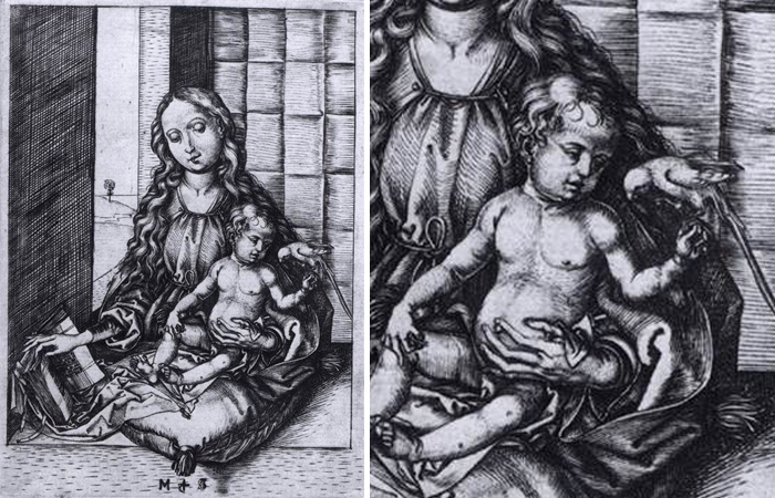 Мартин Шонгауэр «Мадонна с Младенцем и попугаем» (1470-75)