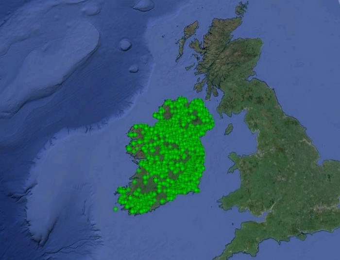 Карта мегалитов Ирландии