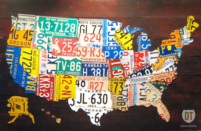 Карты License Plate Art and Maps из автомобильных номерных знаков