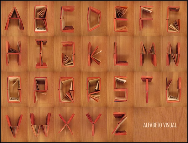 Алфавит, сделанный из книг. Проект Сони Ламеры (Sonia Lamera)