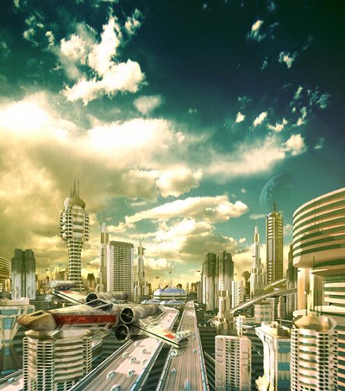 Города будущего: концепт-арт в стиле футуризма от разных художников