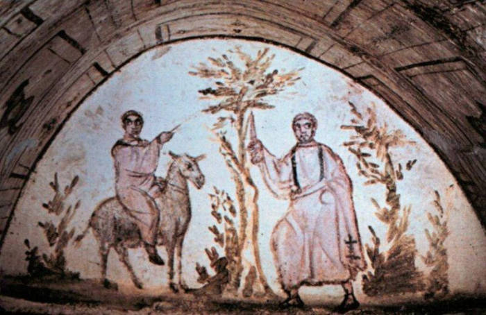 Фреска из римских катакомб IV века.