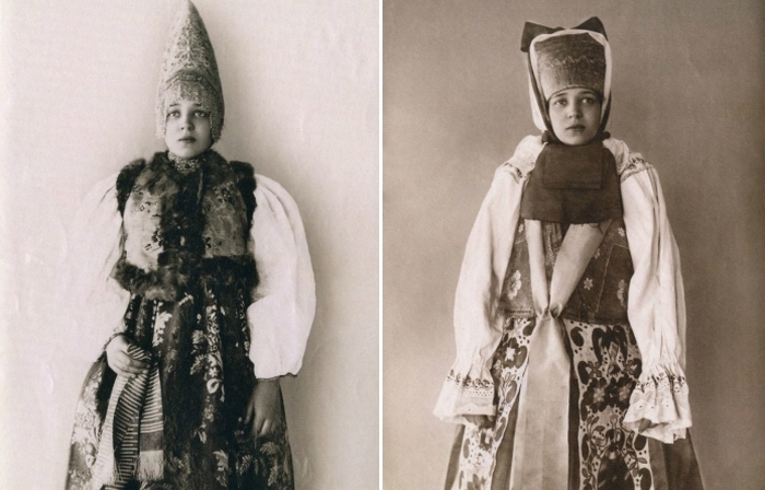 Русские красавицы в национальных костюмах.