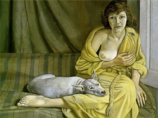 Женщина с белой собакой
