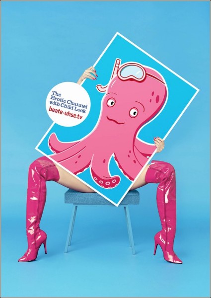 Реклама эротического телеканала с блоком от детей: осьминог