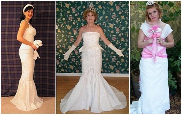 Дизайнерские свадебные платья из туалетной бумаги (26 фото)