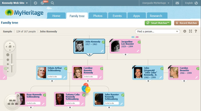 MyHeritage составляет родственную схему в автоматическом режиме